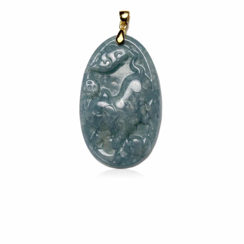 Guatemalan Bluewater Jade Pig Chinese Zodiac Pendant New